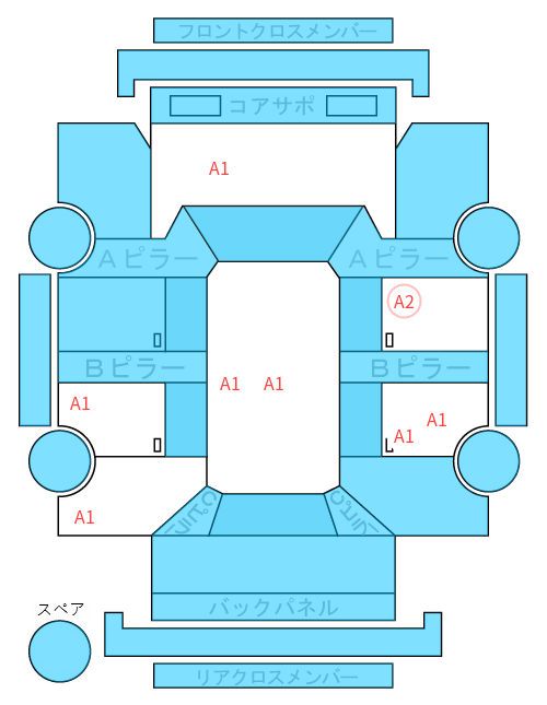Body condition diagram (damage marks, Japanese labels)