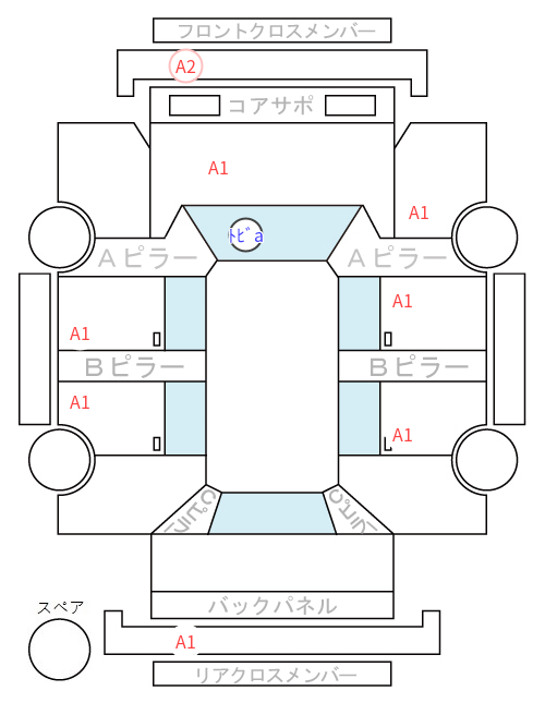 Body condition diagram (damage marks, Japanese labels)
