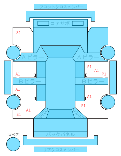 Body condition diagram (damage marks, Japanese labels)