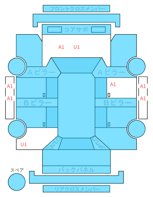 Body condition diagram (damage marks, Japanese labels)