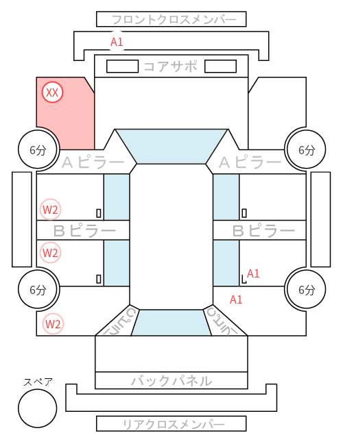 Body condition diagram (damage marks, Japanese labels)
