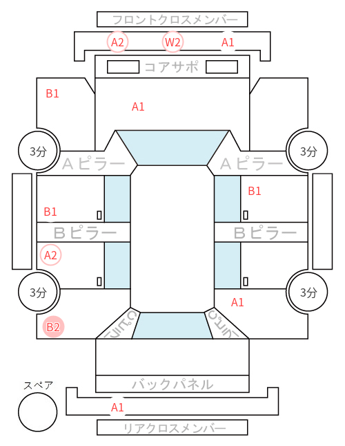 Body condition diagram (damage marks, Japanese labels)