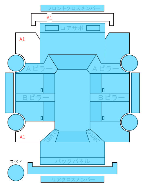 Body condition diagram (damage marks, Japanese labels)