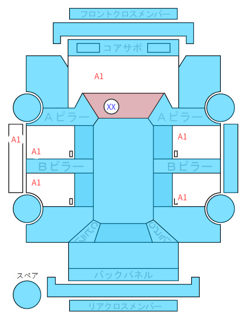 Body condition diagram (damage marks, Japanese labels)
