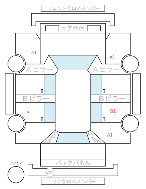 Body condition diagram (damage marks, Japanese labels)