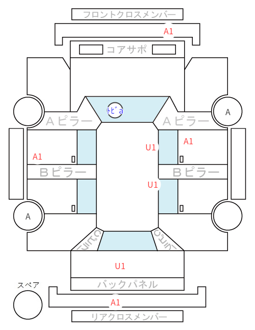 Body condition diagram (damage marks, Japanese labels)
