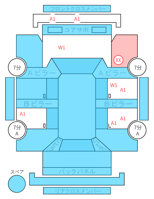 Body condition diagram (damage marks, Japanese labels)