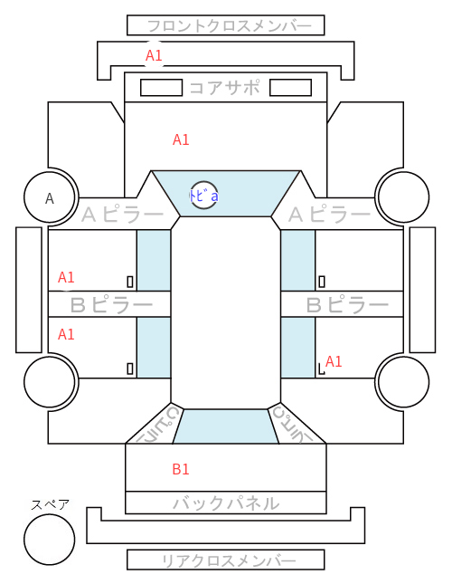 Body condition diagram (damage marks, Japanese labels)