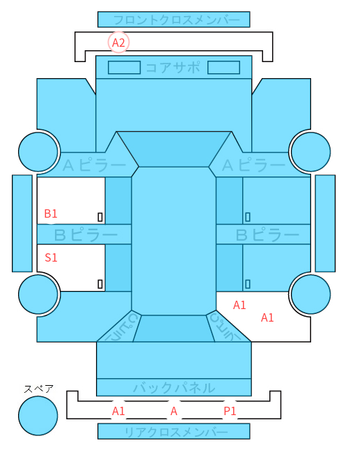 Body condition diagram (damage marks, Japanese labels)