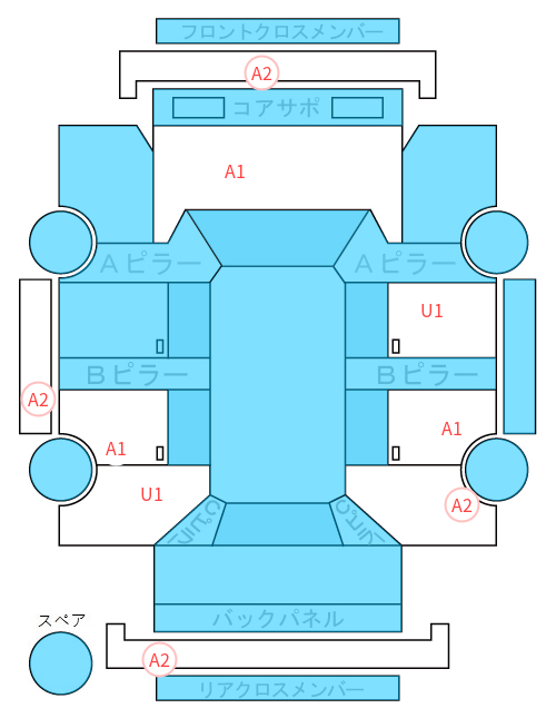 Body condition diagram (damage marks, Japanese labels)