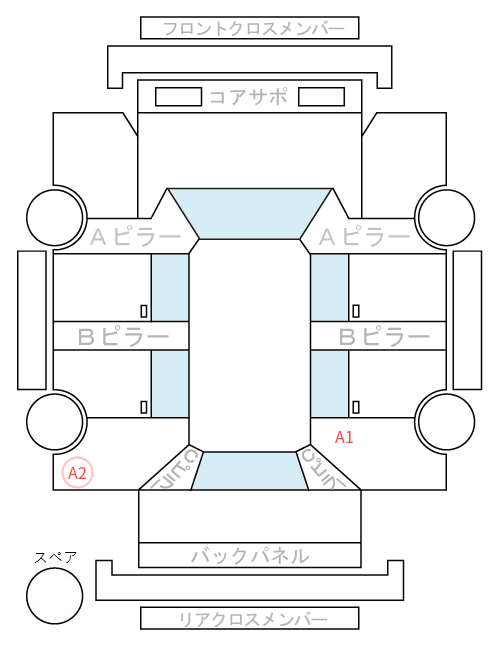 Body condition diagram (damage marks, Japanese labels)