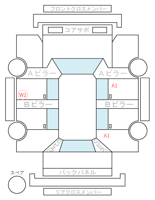 Body condition diagram (damage marks, Japanese labels)