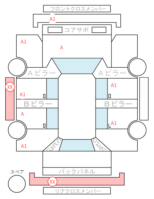 Body condition diagram (damage marks, Japanese labels)