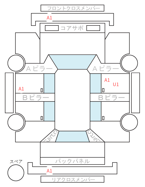 Body condition diagram (damage marks, Japanese labels)