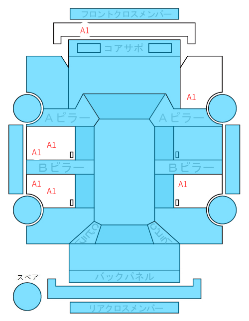 Body condition diagram (damage marks, Japanese labels)