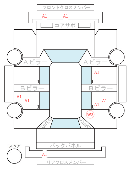 Body condition diagram (damage marks, Japanese labels)