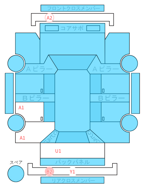 Body condition diagram (damage marks, Japanese labels)