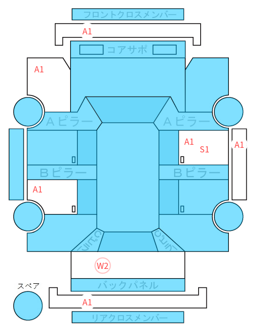Body condition diagram (damage marks, Japanese labels)