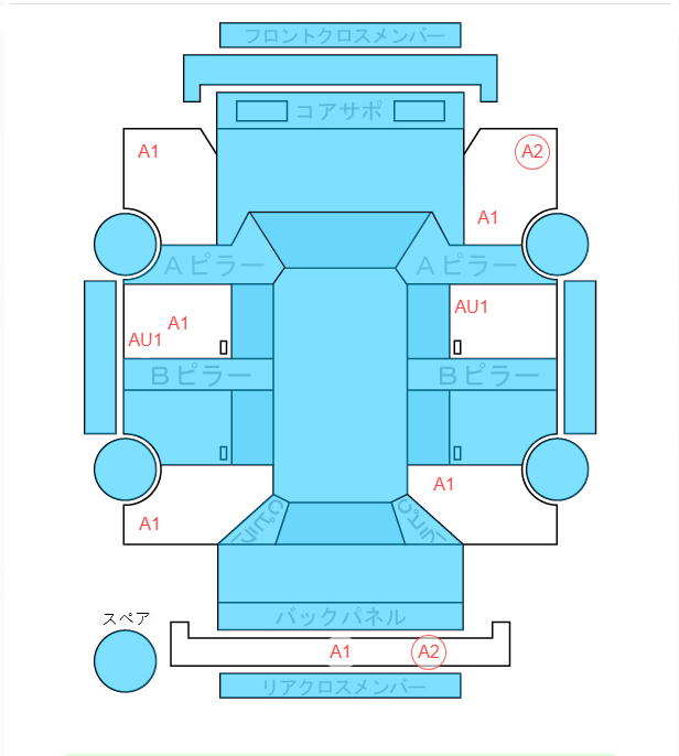Body condition diagram (damage marks, Japanese labels)