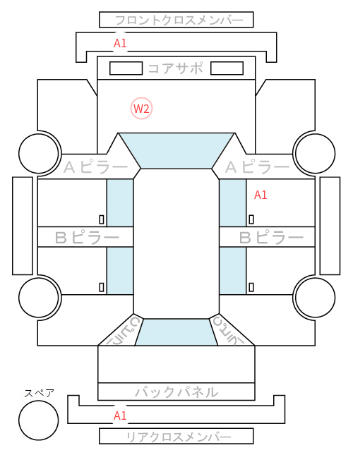 Body condition diagram (damage marks, Japanese labels)