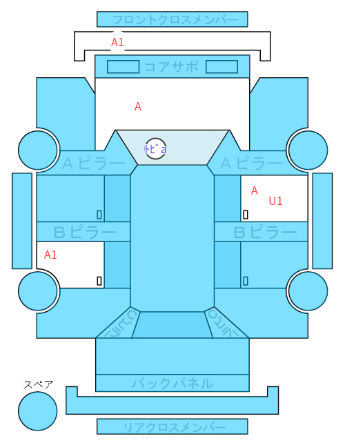 Body condition diagram (damage marks, Japanese labels)