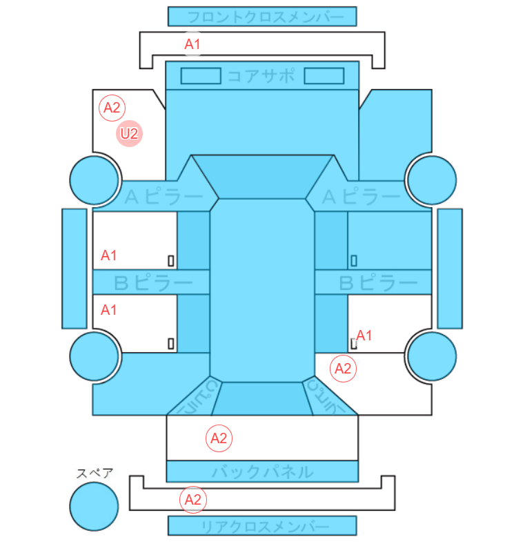 Body condition diagram (damage marks, Japanese labels)