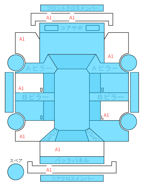 Body condition diagram (damage marks, Japanese labels)