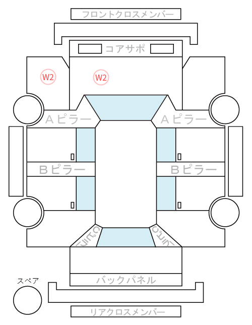 Body condition diagram (damage marks, Japanese labels)