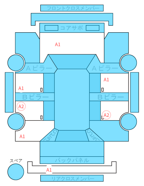Body condition diagram (damage marks, Japanese labels)