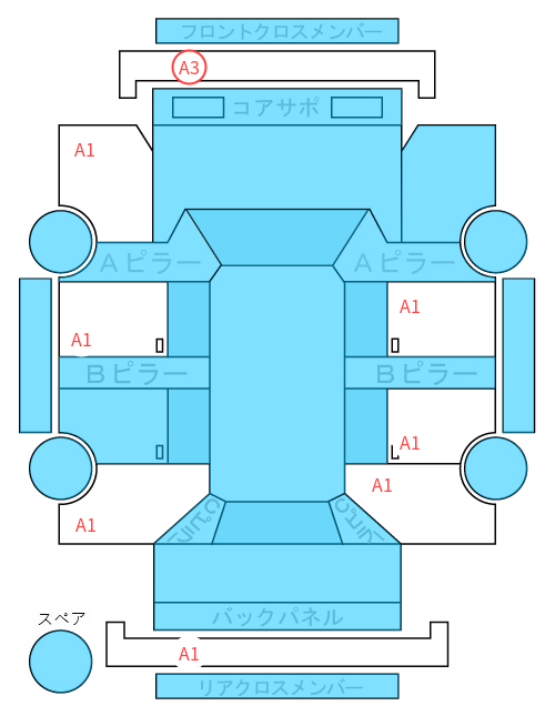 Body condition diagram (damage marks, Japanese labels)