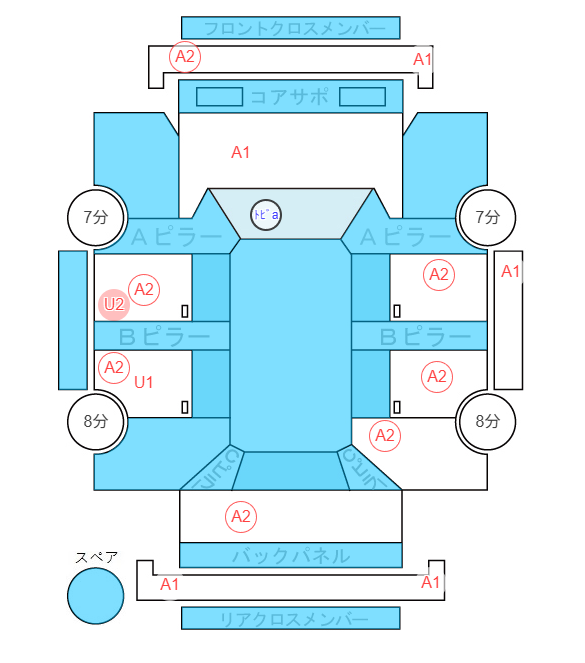 Body condition diagram (damage marks, Japanese labels)