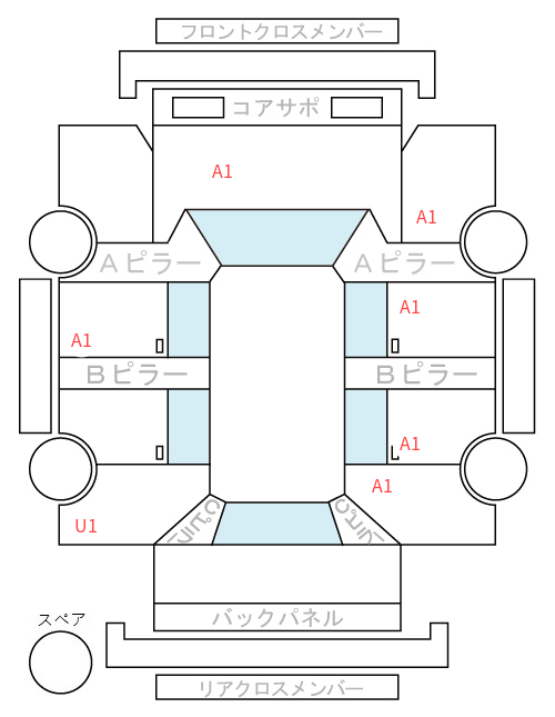 Body condition diagram (damage marks, Japanese labels)