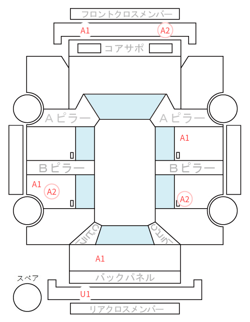 Body condition diagram (damage marks, Japanese labels)