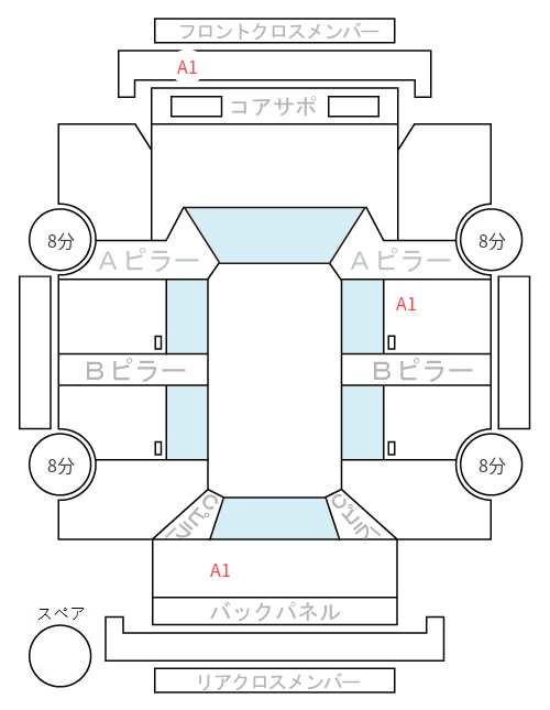Body condition diagram (damage marks, Japanese labels)