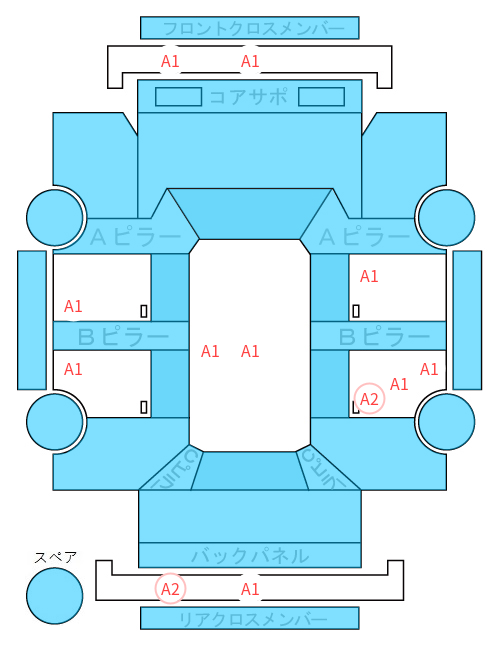 Body condition diagram (damage marks, Japanese labels)