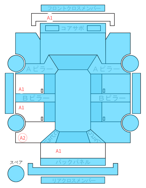 Body condition diagram (damage marks, Japanese labels)