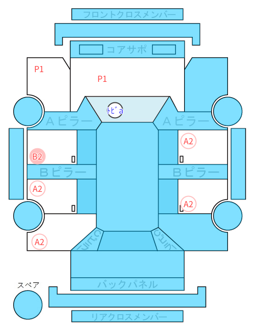 Body condition diagram (damage marks, Japanese labels)