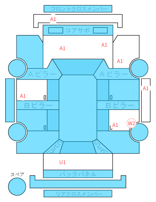 Body condition diagram (damage marks, Japanese labels)