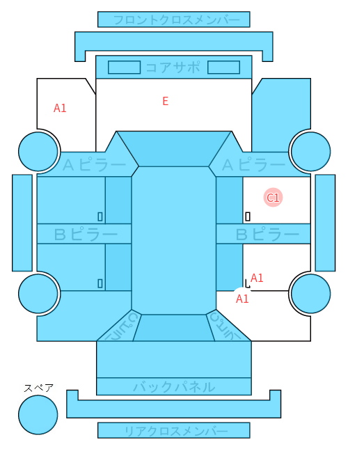 Body condition diagram (damage marks, Japanese labels)