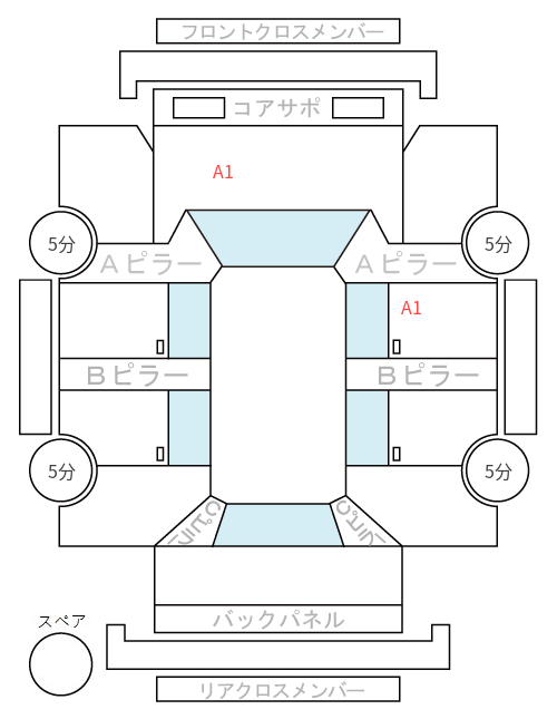 Body condition diagram (damage marks, Japanese labels)