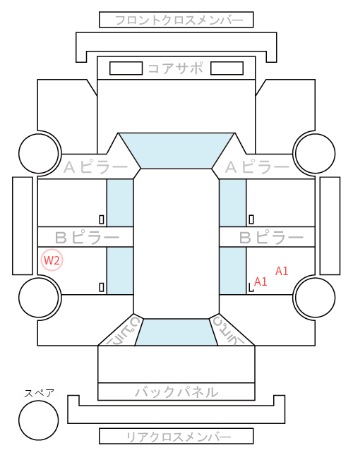Body condition diagram (damage marks, Japanese labels)
