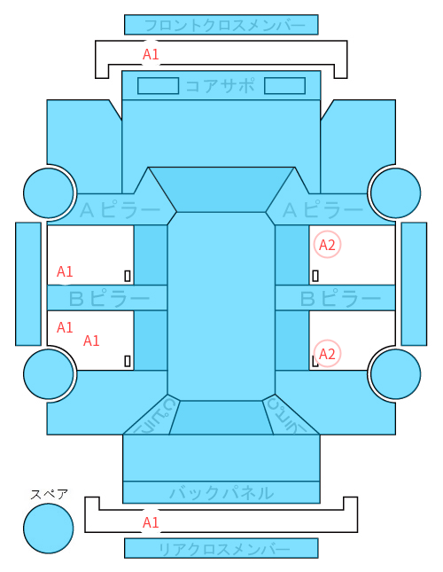 Body condition diagram (damage marks, Japanese labels)