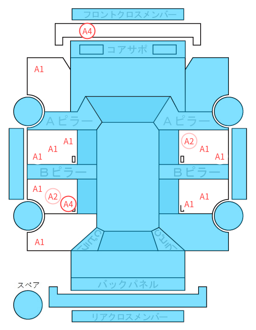 Body condition diagram (damage marks, Japanese labels)