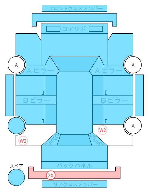Body condition diagram (damage marks, Japanese labels)