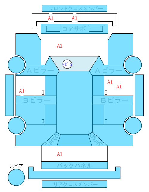 Body condition diagram (damage marks, Japanese labels)