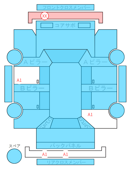 Body condition diagram (damage marks, Japanese labels)