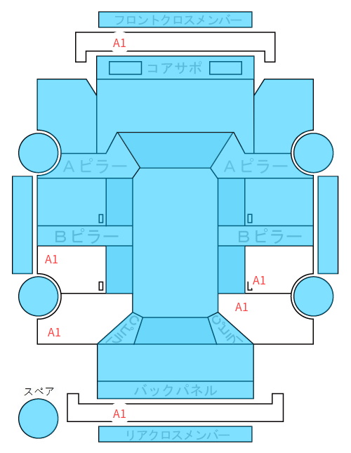 Body condition diagram (damage marks, Japanese labels)