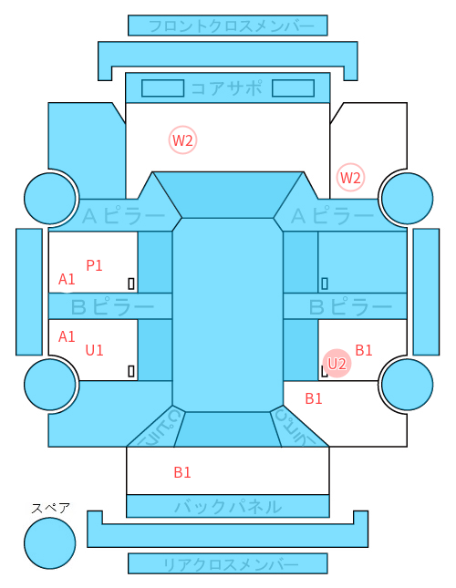 Body condition diagram (damage marks, Japanese labels)