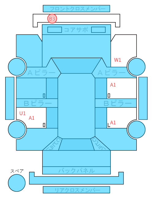 Body condition diagram (damage marks, Japanese labels)