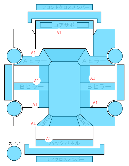 Body condition diagram (damage marks, Japanese labels)